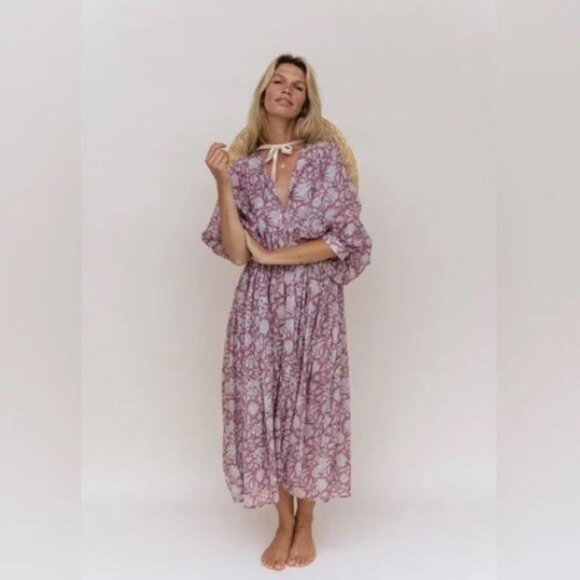 Daughters of India Kyra Midi Dress Floral Musk Sz M - Picture 1 of 7